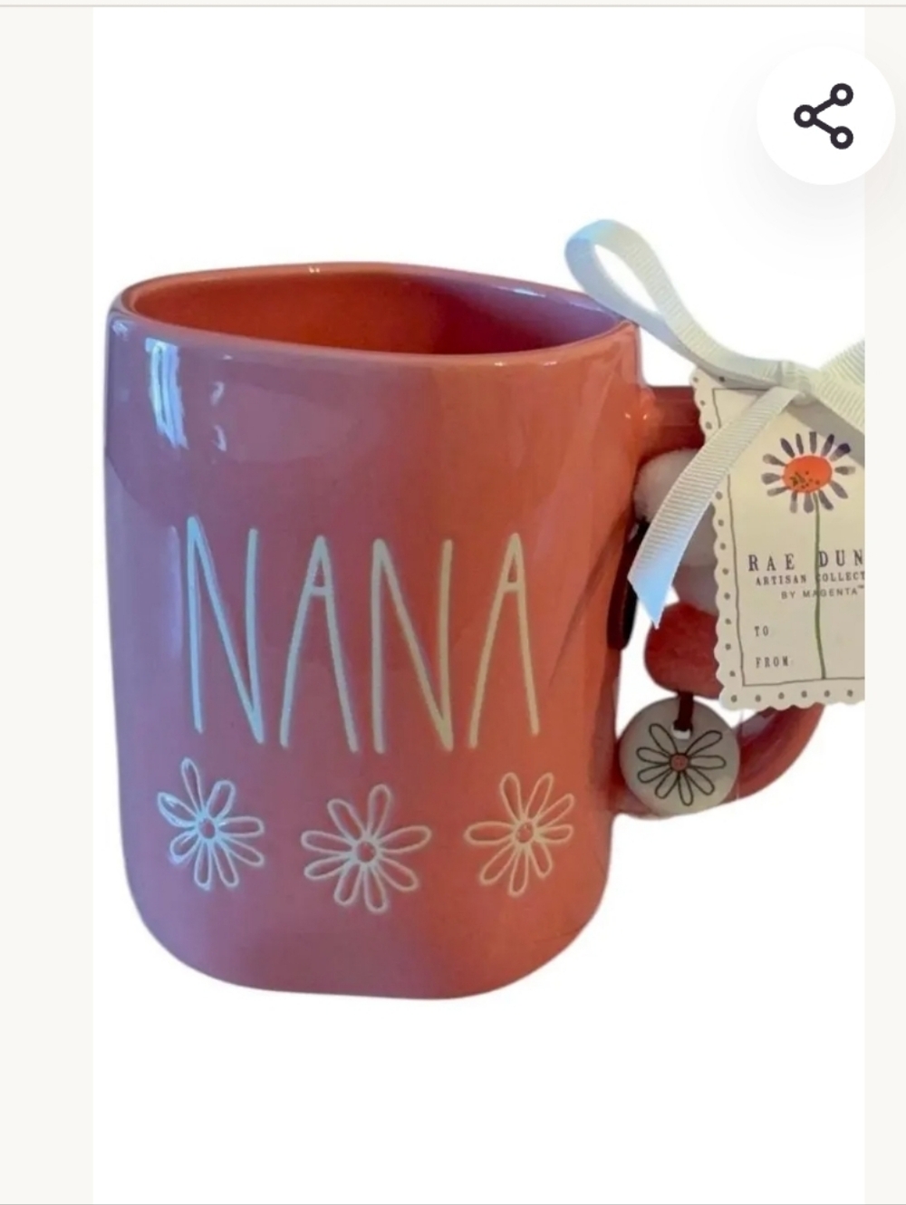 🆕️🩷 RAE DUNN PINK ' NANA ' FLORAL OVERSIZED MUG🩷